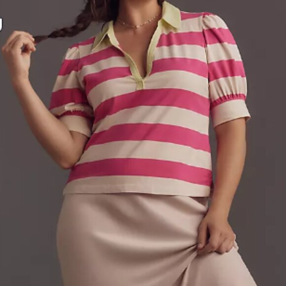 Maeve Puff-Sleeve Polo Top (Anthropologie) - Picture 6 of 6